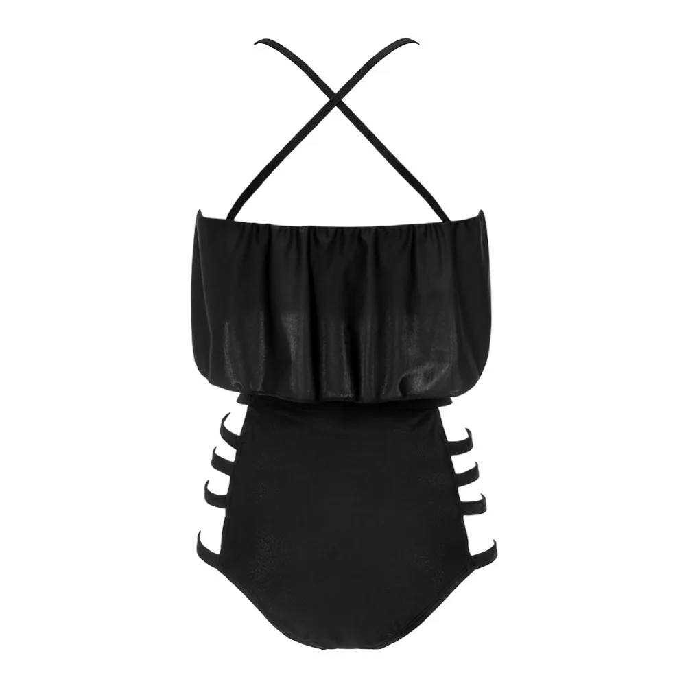 2017 Swimsuit Woman Swim Bikini Set Swimming Suit Bandeau Tankini Top Swimwear Padded Beach Bathing High Waist Shorts Black |