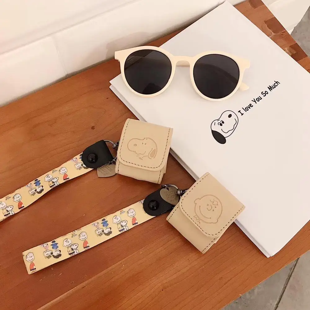 Чехол для AirPods с милым рисунком собаки, кожаный чехол для наушников airpods, силиконовый чехол с забавным карманом, защитный чехол