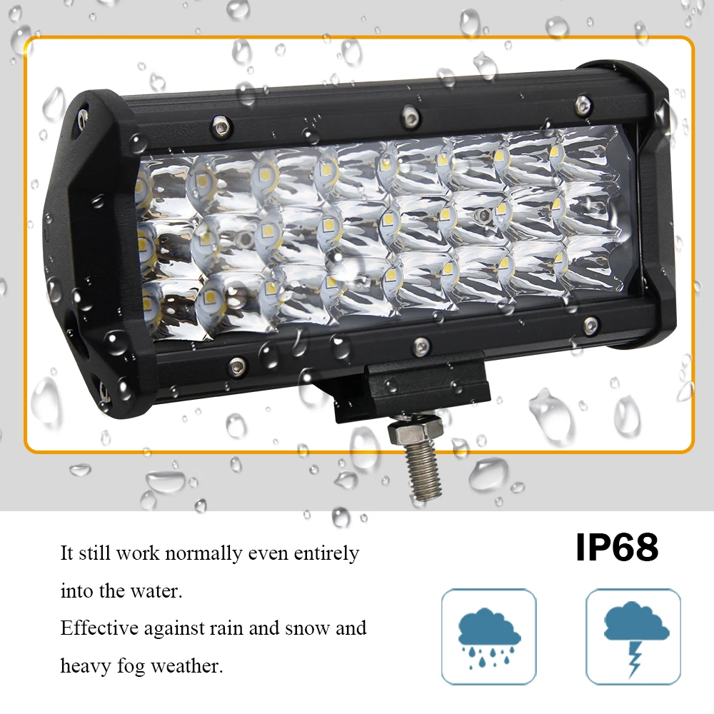 Со светом 7 &quot72 Вт 3 ряда светодиодный свет работы 12V led пятно света Светодиодный