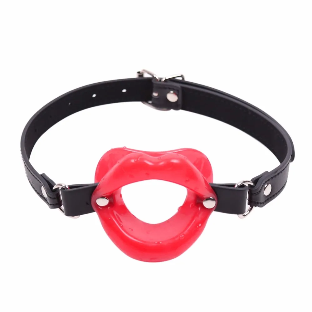Секс игрушка БДСМ фетиш кожа резиновые губы O Ring открытый рот кляп Связывание