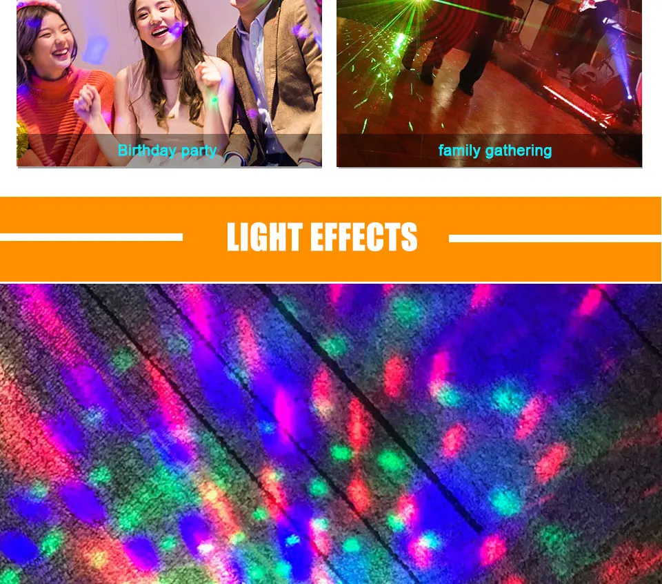 USB Lumiere RGB светодиодный музыкальный сценический светильник шоу клуб диско DJ светильник лазерный проектор управление звуком кристалл магический шар эффект светильник s