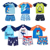 2022 baby toddler boys swimsuit sets fish printed 2pcs boys swimwear children bathing suit beachwear short sleeve kids boy surf