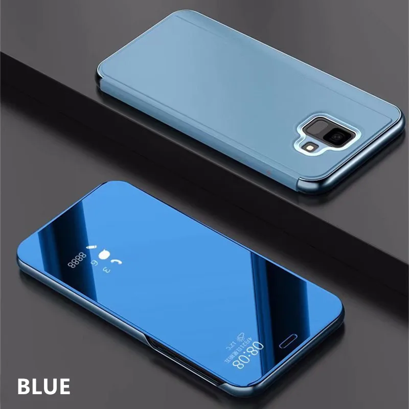 Blue Зеркальный флип-чехол для samsung Galaxy S10 S9 S8 Lite J2 J3 J4 J5 J6 J7 Duo Pro Plus Prime Core Smart Clear View - Цвет: Blue
