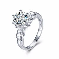 moissanites engagement ring round 3ct 6 5mm 4 prong setting 14k white gold lab grown diamond ring for women ladys