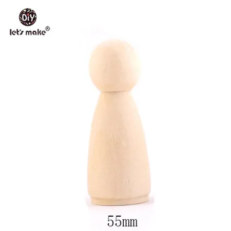 55mm female Let's Make 100 шт деревянные колышки для кукол поделки своими руками деревянные мужские/женские натуральные гладкие краски для прорезывания зубов безопасные игрушки подарки на год - Цвет: 55mm female