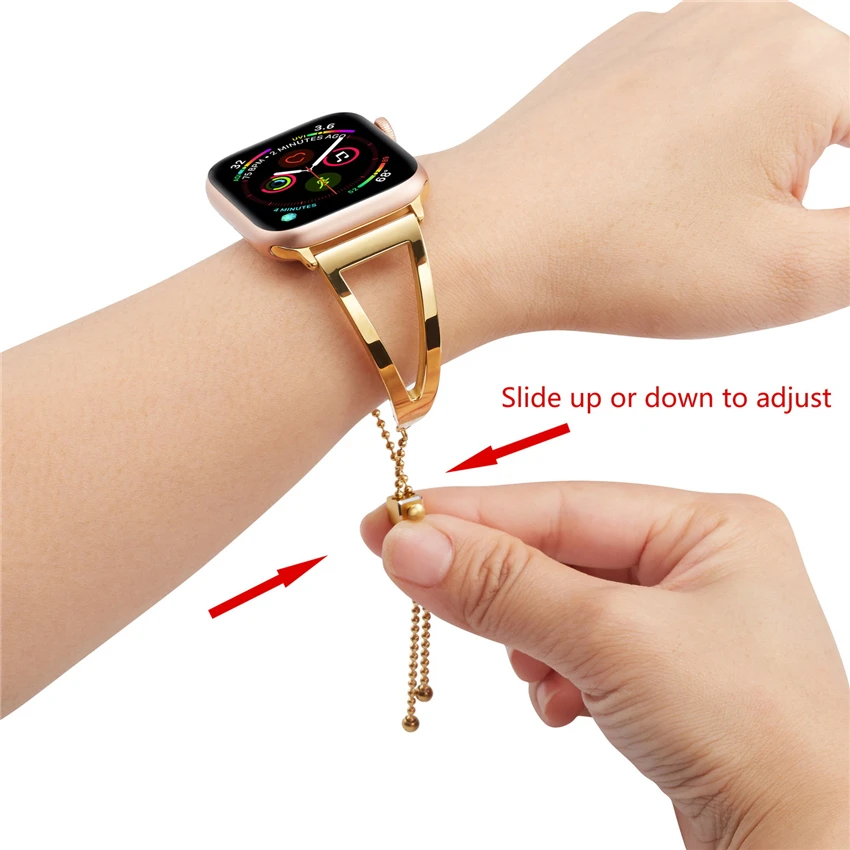 Для Apple Watch, версии 4 полосным 44 мм 40 мм, 38 мм, 42 мм, светильник модный металлический браслет Нержавеющая сталь ремешок для наручных часов iWatch, 4, версия 1, 2, 3, ремешок для наручных часов