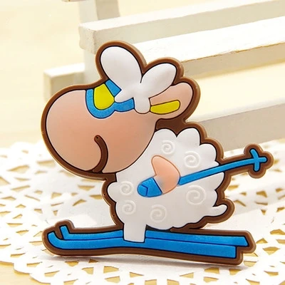 skiing sheep Милый силиконовый мультяшный магнит на холодильник с животным сувенир магниты на холодильник детские подарки украшение дома - Цвет: skiing sheep