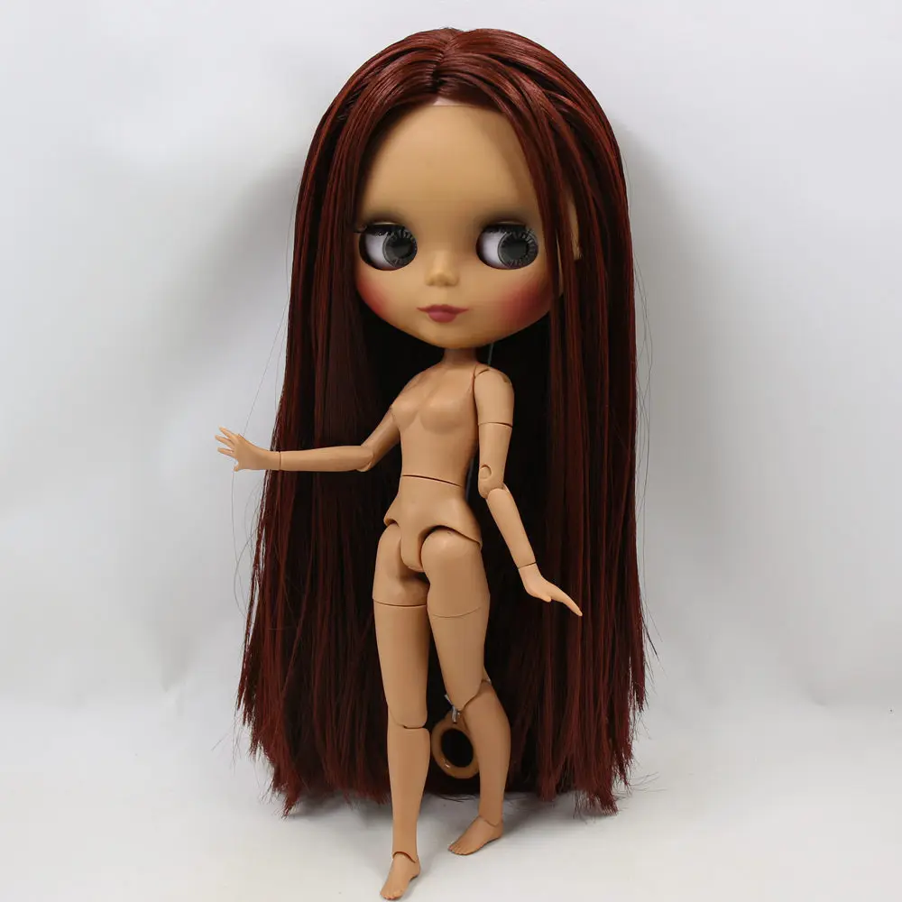 Ледяной DBS Blyth кукольные нет. BL0362 каштановые волосы шарнирное тело черная кожа