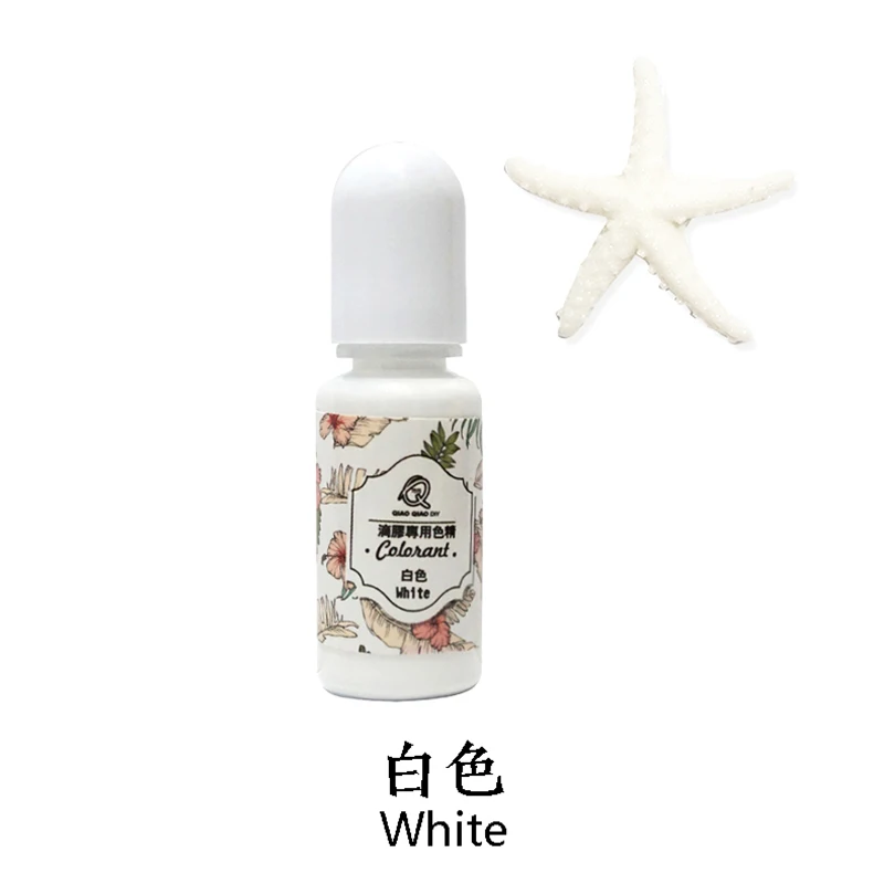 WHITE-1 QIAOQIAODIY 10ML Epoxy Resin Pigment UV Resin Coloring Dye Colorant Resin Pigment DIY Handmade Crafts Art Sets 14 Colors - Цвет: WHITE-1