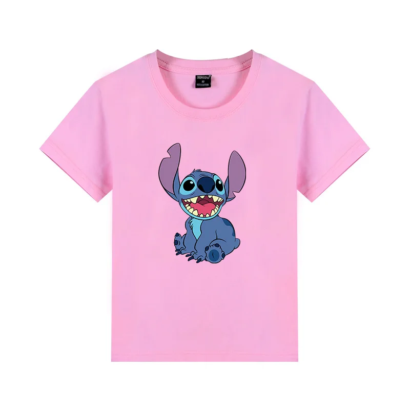 Lilo& Stitch/Новое поступление, Детская футболка для детей от 3 до 12 лет, 11 цветов Повседневная хлопковая Футболка с рисунком для мальчиков и девочек