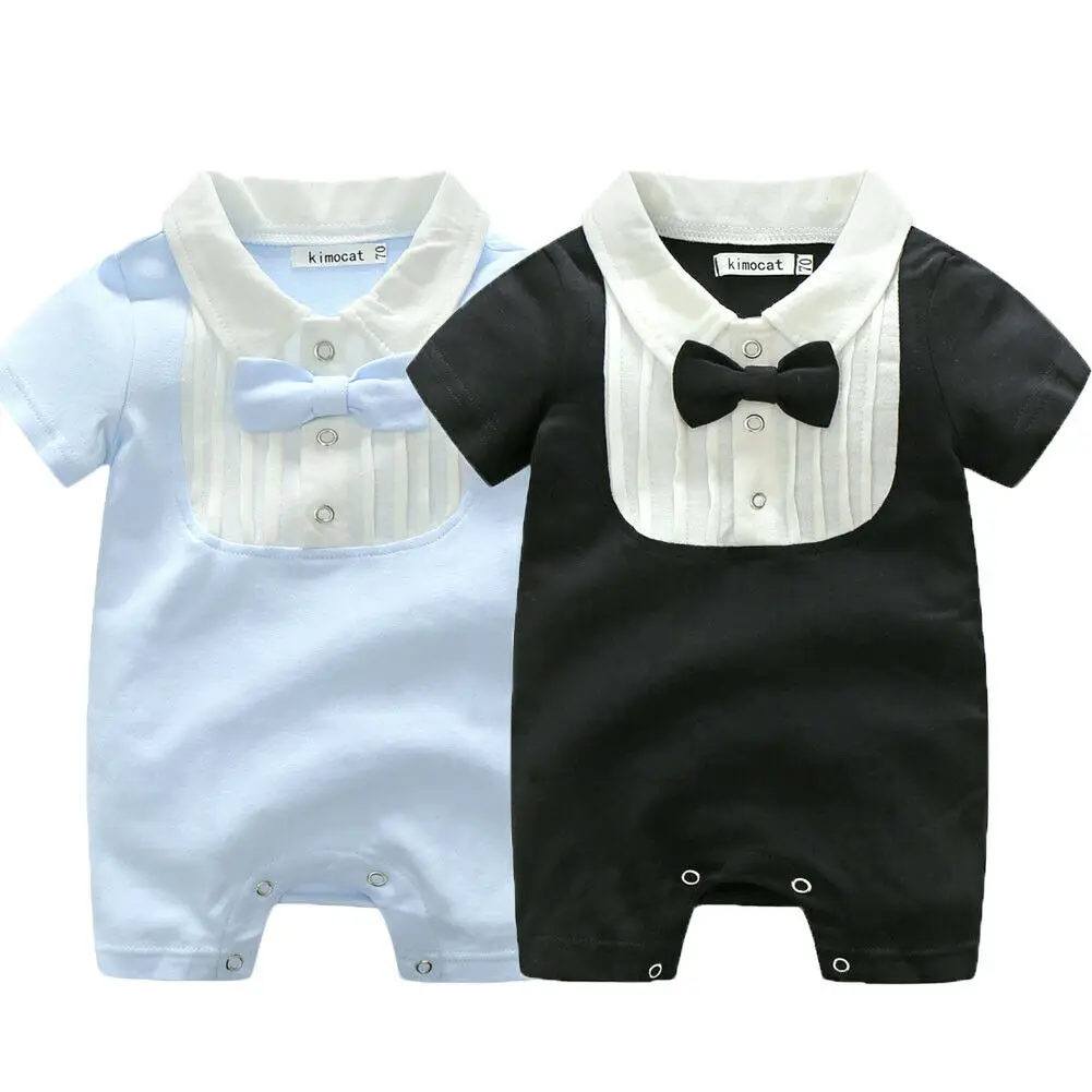 Новейшая модная одежда для новорожденных мальчиков летний джентльменский