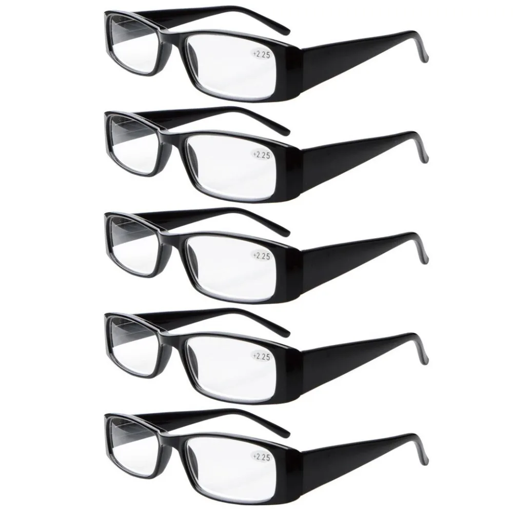 5 pcs Black R006 Eyekepper 5-Pack пружинные петли прямоугольные очки для чтения и очки для чтения солнцезащитные очки+ 0,00-+ 4,00 - Цвет оправы: 5 pcs Black