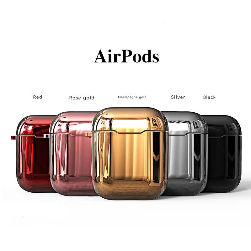 Роскошная защита от пыли с металлическим покрытием для AirPods, зеркальный чехол для наушников с Bluetooth, блестящий чехол для зарядки гарнитуры из ТПУ, чехол Caqa