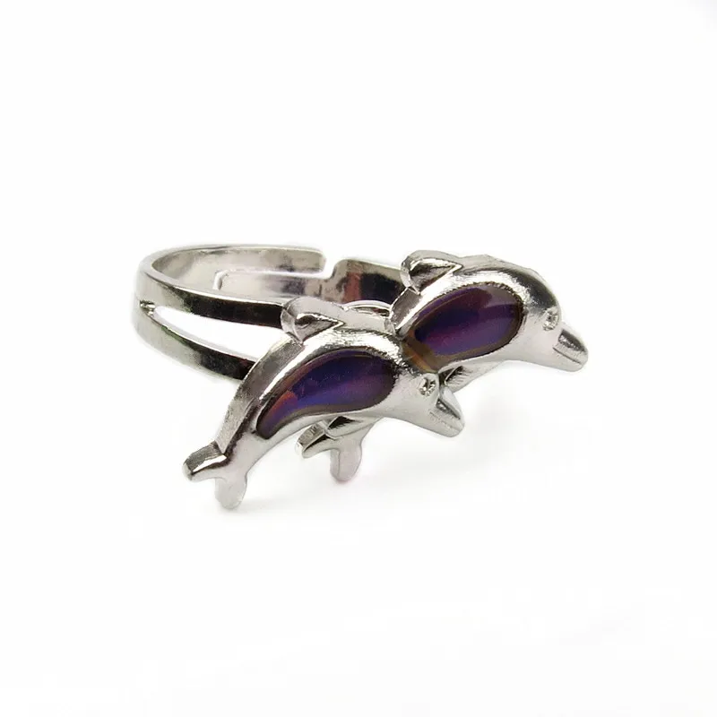 Женское Винтажное кольцо JUCHAO регулируемое цветовое с двойным дельфином |