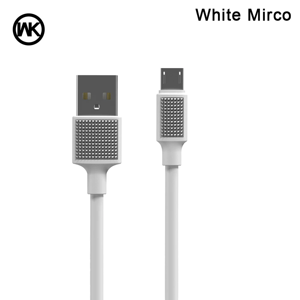 White for Micro WK Micro USB кабель 2.1A высококачественный USB кабель для быстрой зарядки для samsung Xiaomi LG Tablet Android мобильный телефон usb зарядный шнур - Цвет: White for Micro