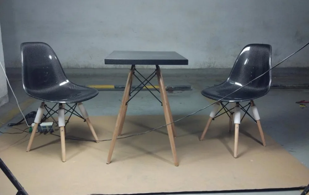 

Glossy Surface Carbon Fiber Coffee Table With Wooden Leg Fibre Square Desk Universal Fitment Furniture Accessories Car Styling