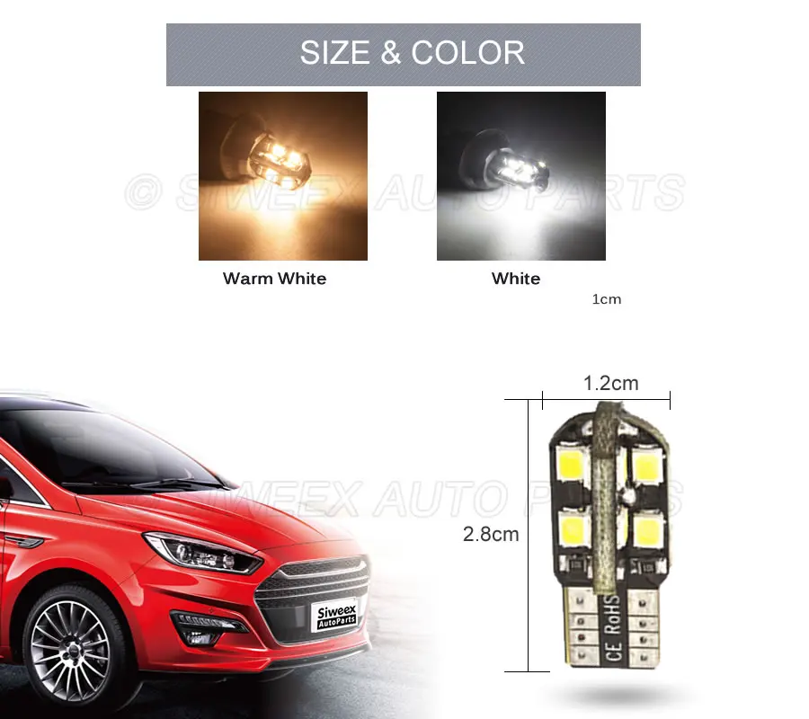 4 шт. светодисветодиодный T10 W5W 16 SMD 2835 боковой маркер купольные лампы для чтения
