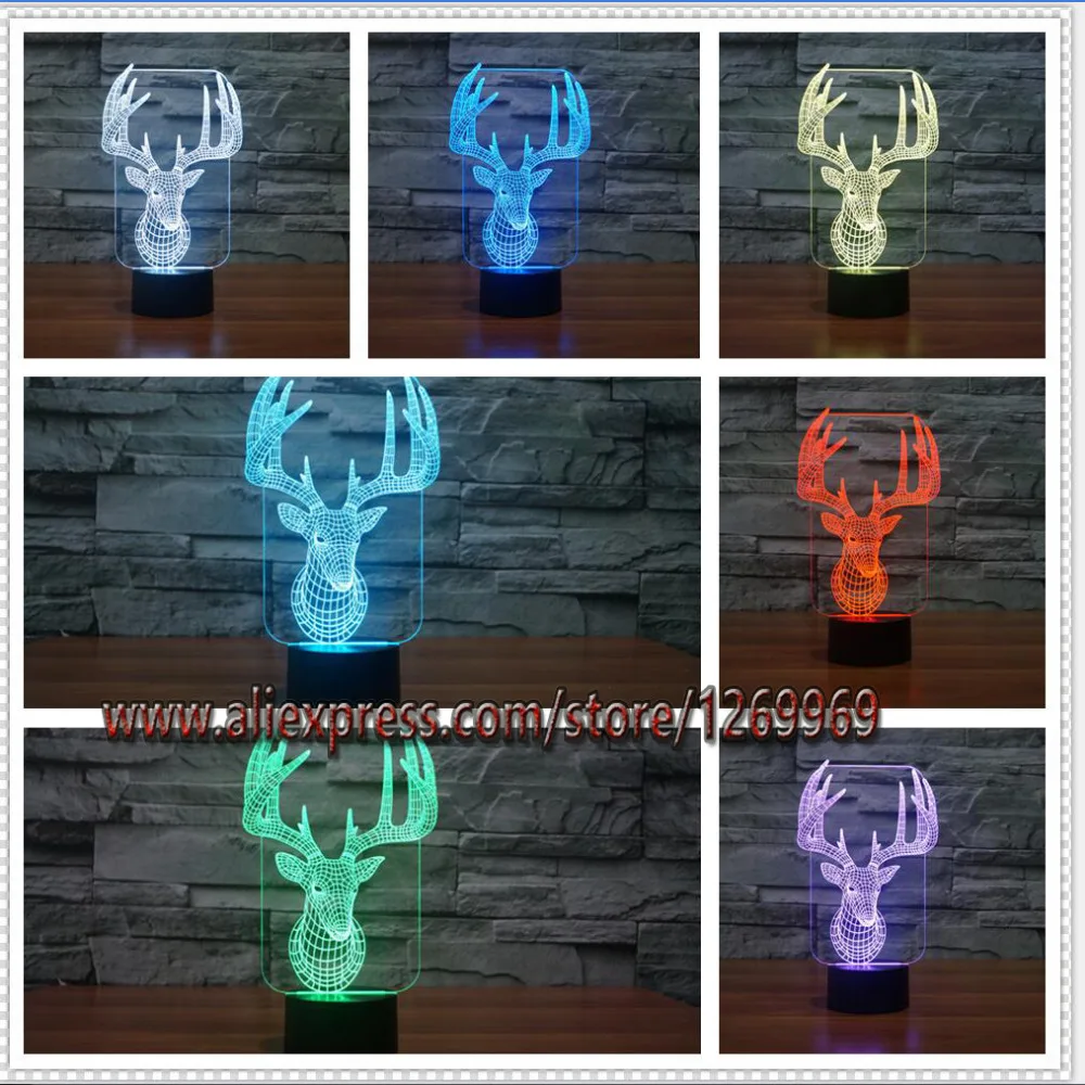 3D wapiti олень Рождественский подарок ребенок USB LED украшение ночник Светодиодная
