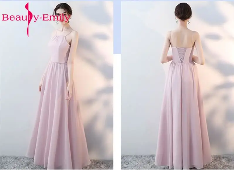 Женское шифоновое платье подружки невесты розовое или синее ТРАПЕЦИЕВИДНОЕ