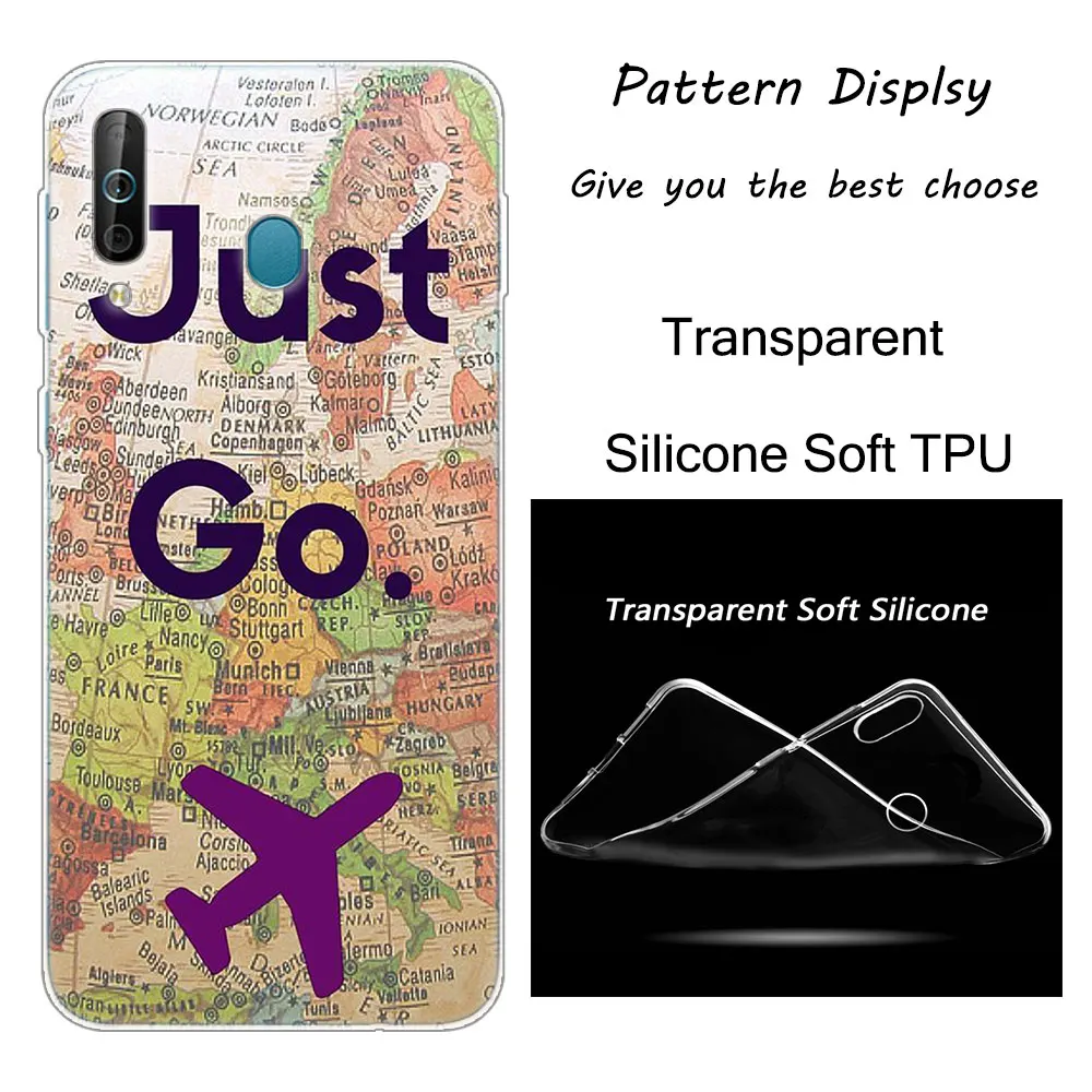 World Map Just Go Silicone Phone Case For Samsung Galaxy A80 A70 A60 A50 A40 A40S A30 A20E A2CORE M40 Note 10 Plus 9 8 5 Fashion