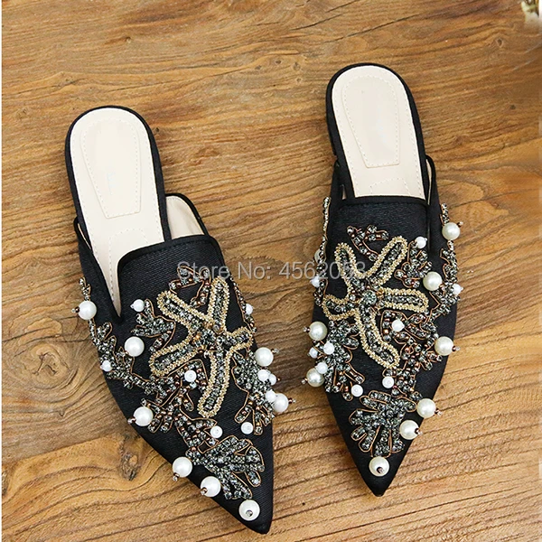 KALMALL/Дизайнерские роскошные женские мюли Zapatos Mujer Обувь с вышивкой и