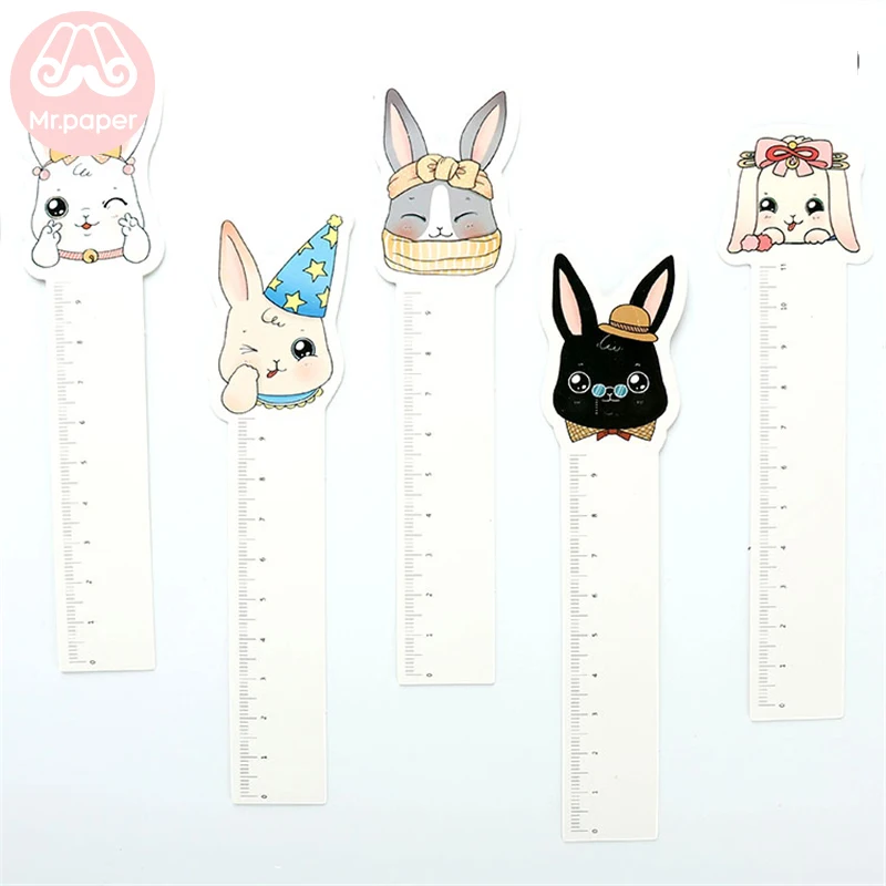 Г-н Бумага 30 шт./кор. Kawaii линейка с кроликом нерегулярные закладки для Новинка для чтения книг, создатель страница инструмент для написания Бумага закладки правителя