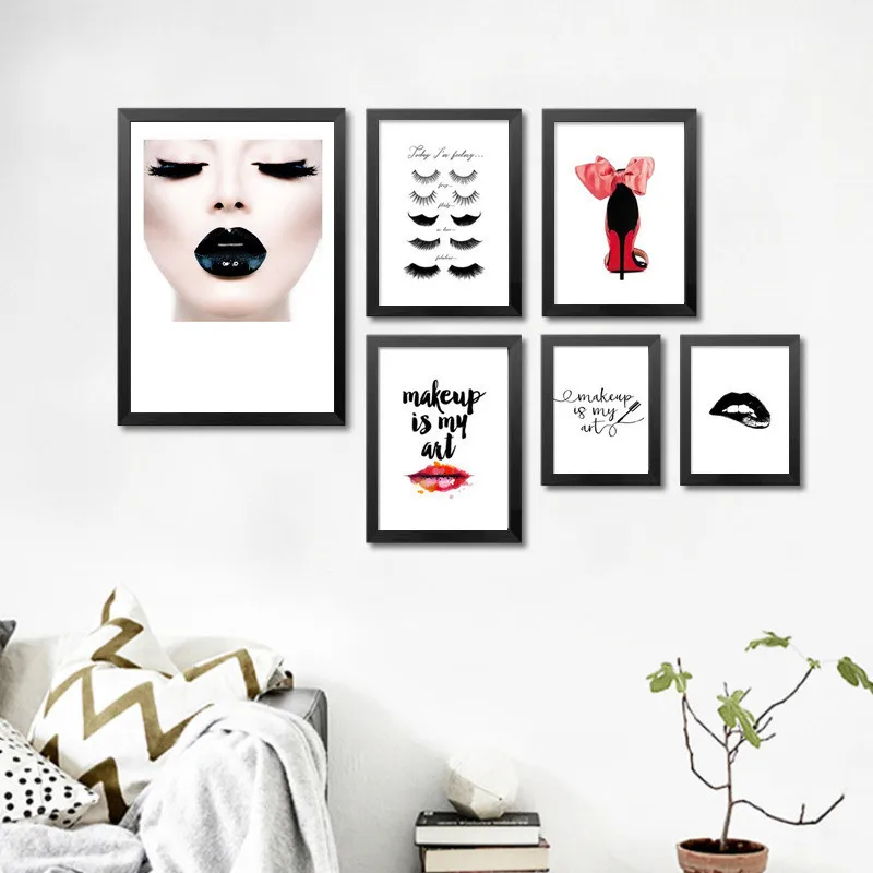 Современный Модный женский настенный холст плакат с принтами духи губная помада