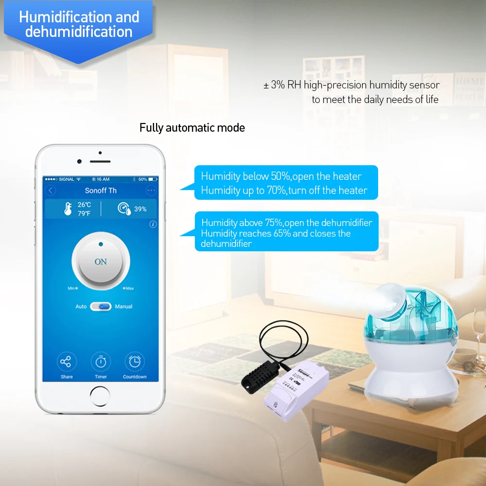 Itead Sonoff TH10 10A 2200 Вт умный Wifi дистанционный переключатель контроль температуры и влажности беспроводной Таймер работает с Alexa Google Home
