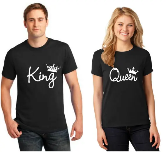 King queen пары футболка Корона Печать одежда для пар летняя 2018 Мода Повседневное