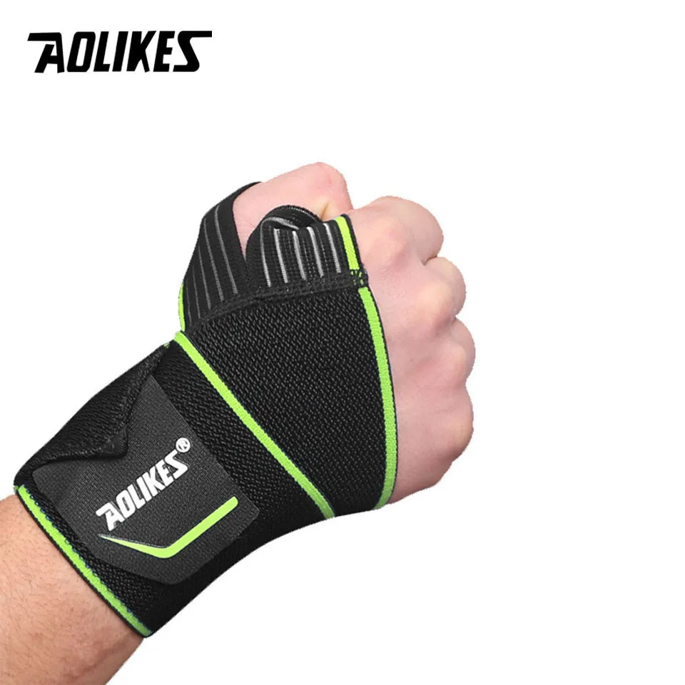 Green AOLIKES 1 шт. Регулируемый дизайн открытия тяжелой атлетики браслет поддержка запястья Brace ремни обертывания - Цвет: Green
