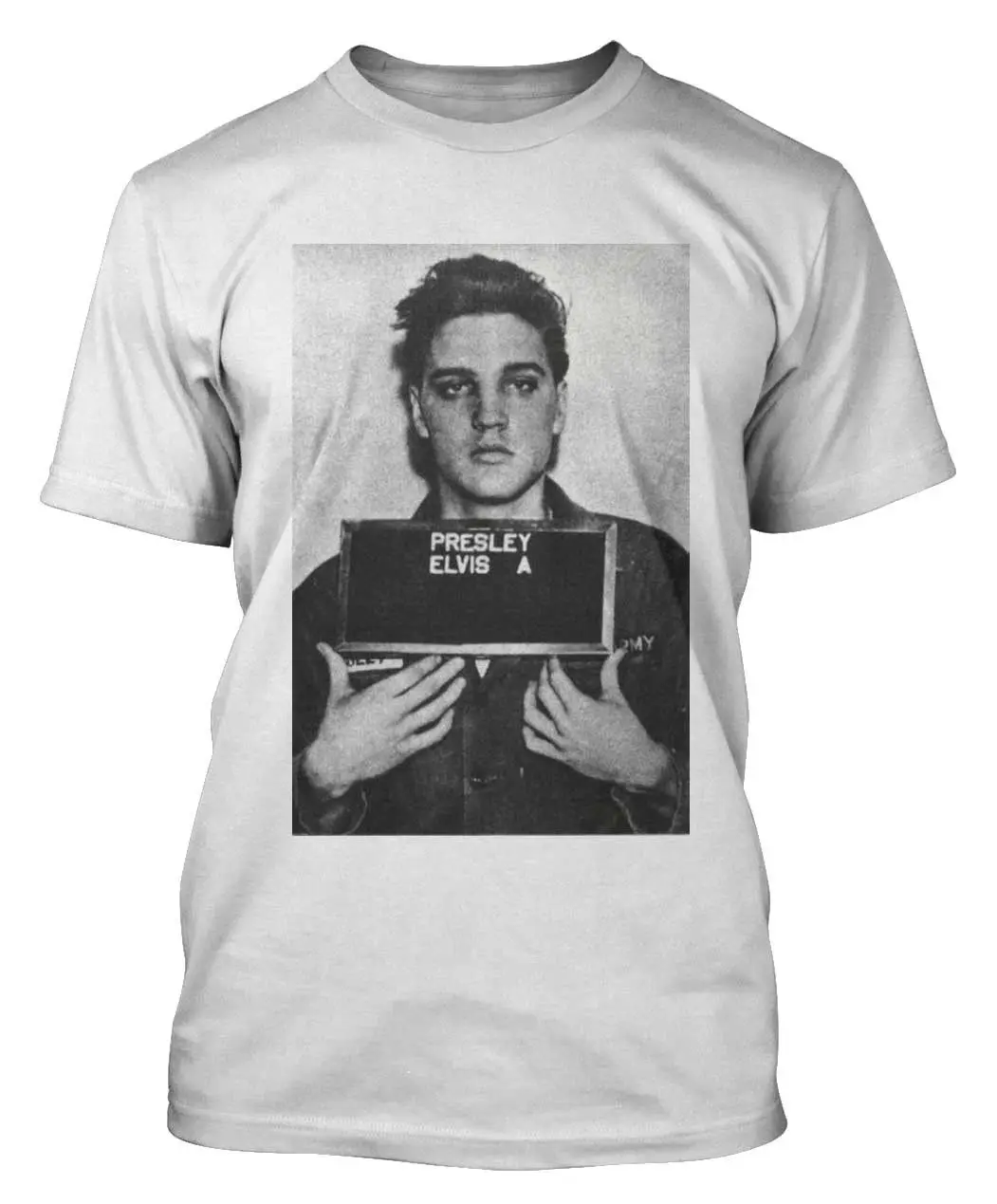 Футболка ELVIS футболка PRESLEY MUG SHOT KING ROCK N ROLL для мужчин и женщин 100% хлопок семейная с