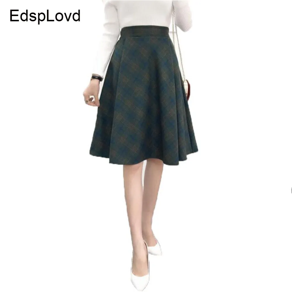 EdspLovd Женская клетчатая юбка А силуэта в британском стиле s Kilt 2019 зимняя винтажная