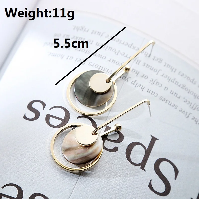 Коми 2 цвета круглый натуральный корпус Висячие серьги для женщин золотой цвет