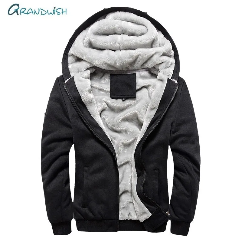 

Grandwish New Men Jacket Winter Thick Warm Coat Fleece Zipper Mens Jacket Hoodies Coat Sportwear Male Streetwear Plus Size,DA877