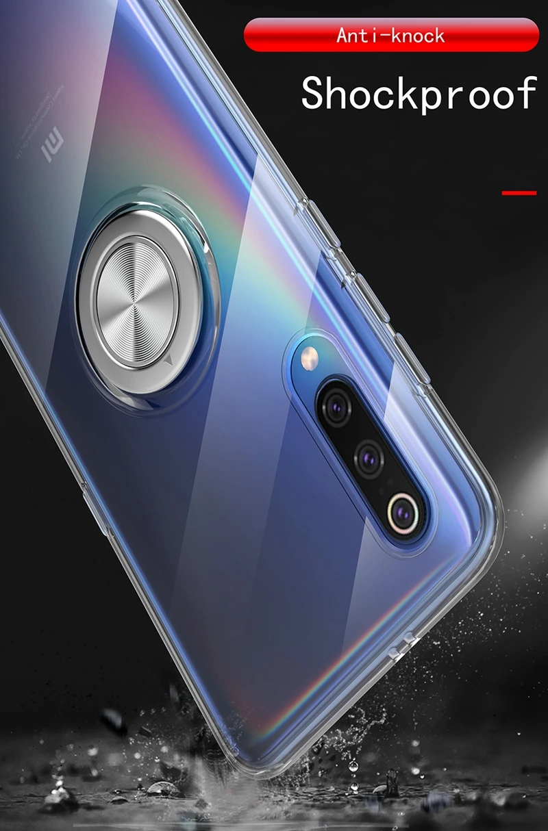 360 металлический магнитный чехол на палец для Xiaomi 8 9 mi8lite mi9lite mi8discovery прозрачный мягкий кремний чехол для Xiaomi Redmi Note 7