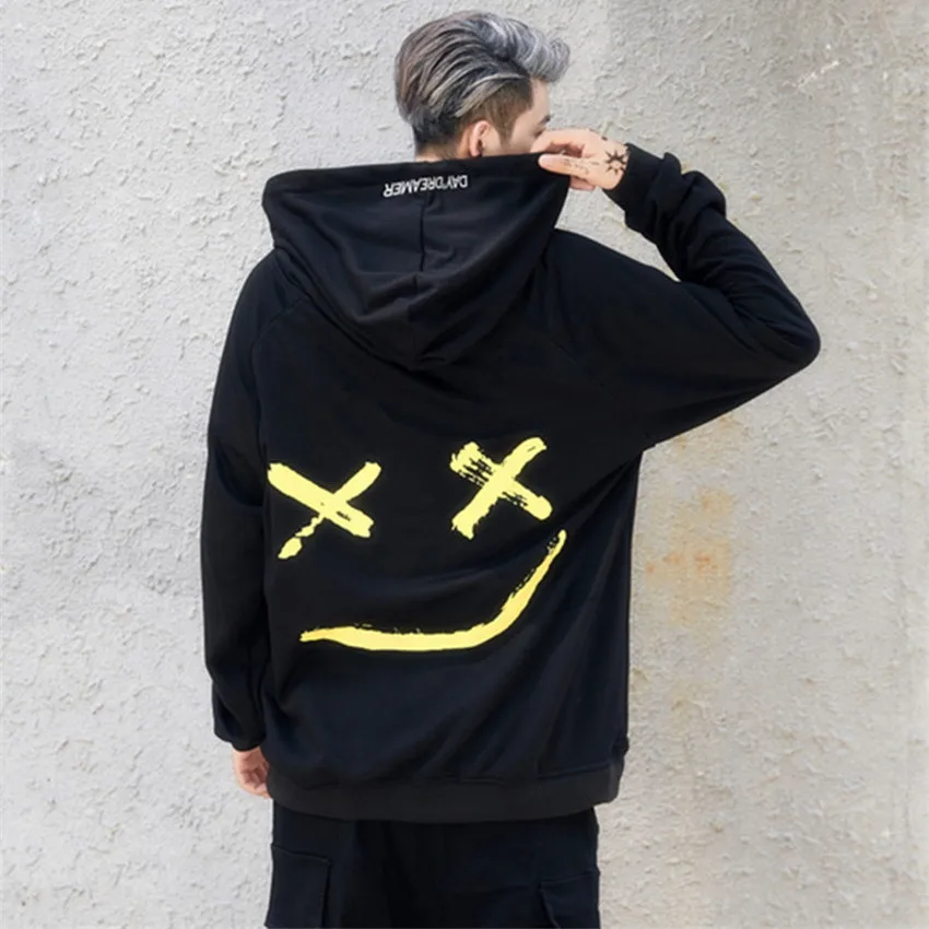 Dropshipping Suppliers Usa Men Hoodies Sweatshirts Smile Print Headwear Hoodie Hip Hop Streetwear hoodies size S-2XL 100% cotton | Мужская