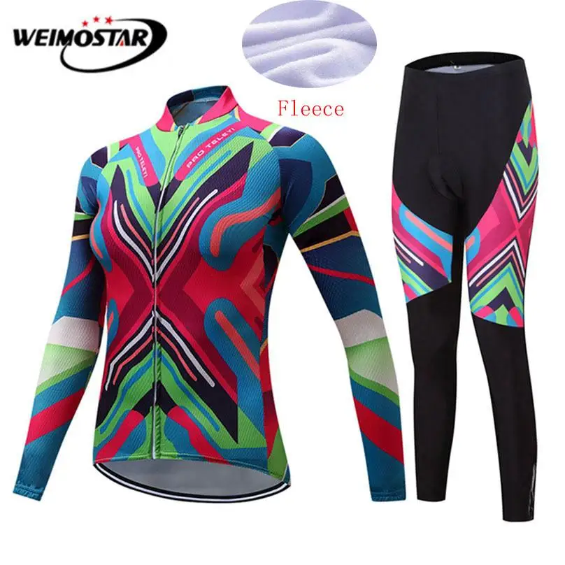 Женский теплый флисовый комплект Weimostar велосипедная одежда с длинными рукавами