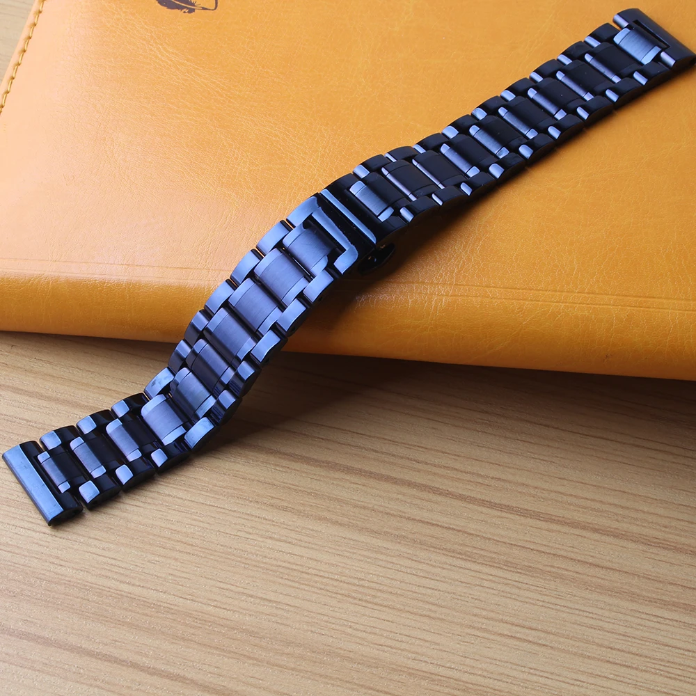 

20mm 22mm Matte and polished Stainless steel Watchbands Bracelet dark blue fashion accessories solid links fit men women watches