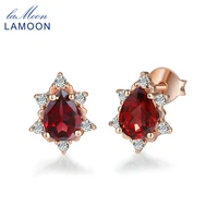 lamoon 2018 pear shaped 100 natural gemstone red garnet earrings 925 sterling silver jewelry s925 for women girl gifts lmei060