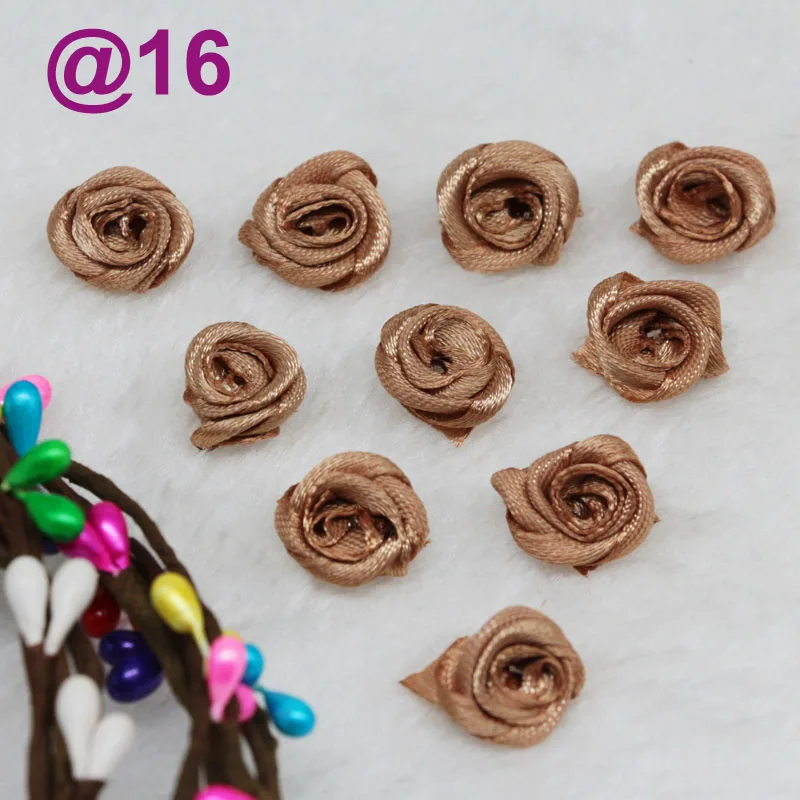 16 color 200 шт./лот Лидер продаж 17 Цвета для Палочки DIY Мини Розы атласной лентой розы/отделка/куклы/Свадьба /платье/ремесло/лук - Цвет: 16 color