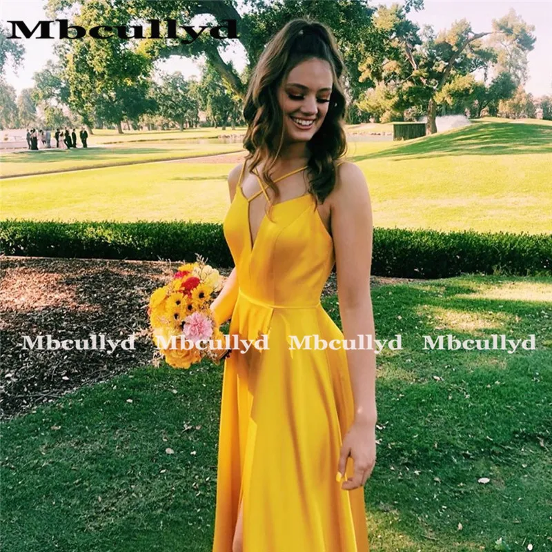 Длинные вечерние платья с высоким разрезом Mbcullyd Glamours воротником-лодочкой