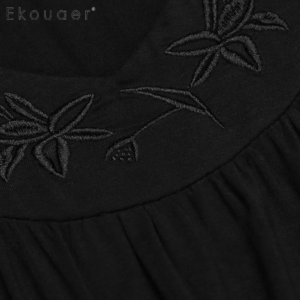 Ekouaer, женская летняя ночная рубашка, домашнее платье, пижама, однотонное, длинное, ночная рубашка с коротким рукавом, ночная рубашка, ночная рубашка, женская ночная рубашка