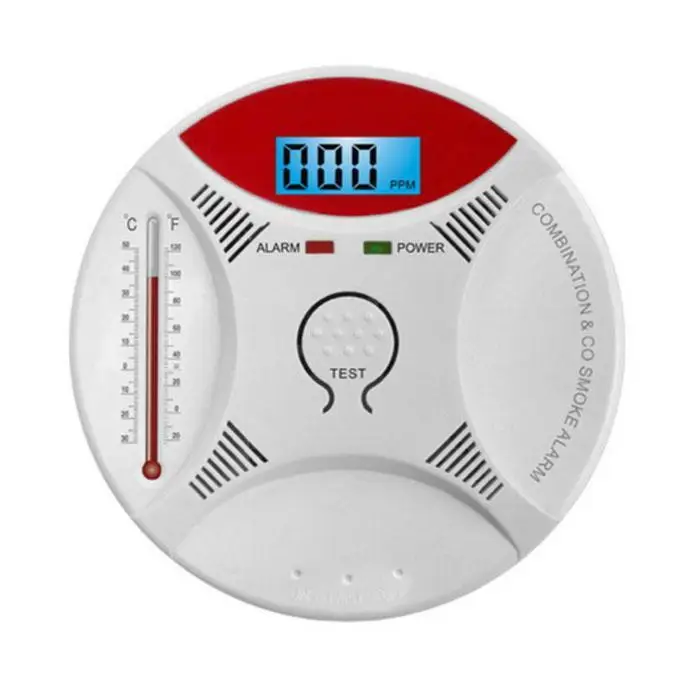 Угарный Дымовой Сигнализатор белого цвета с датчиком 5 ~ 40C умный детектор 3-0 кГц 85