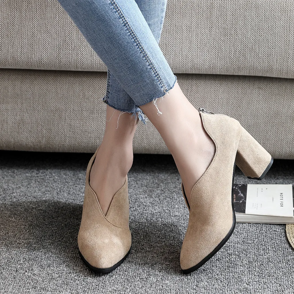 YOUYEDIAN/Женские повседневные тонкие туфли на молнии сзади; scarpe donna elegante; модные женские туфли с острым носком на высоком каблуке;# g2