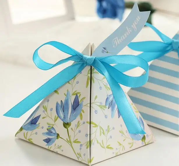 100 шт. рекламная Изысканная треугольная милая розовая синяя Цветочная коробка