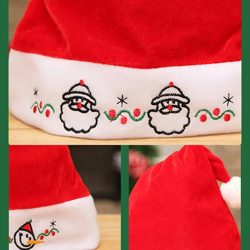 High Quality Thick Gold Velvet Embroidery Adult Christmas Hats Decorations for Home Party New Year Celebrations 10E | Дом и сад