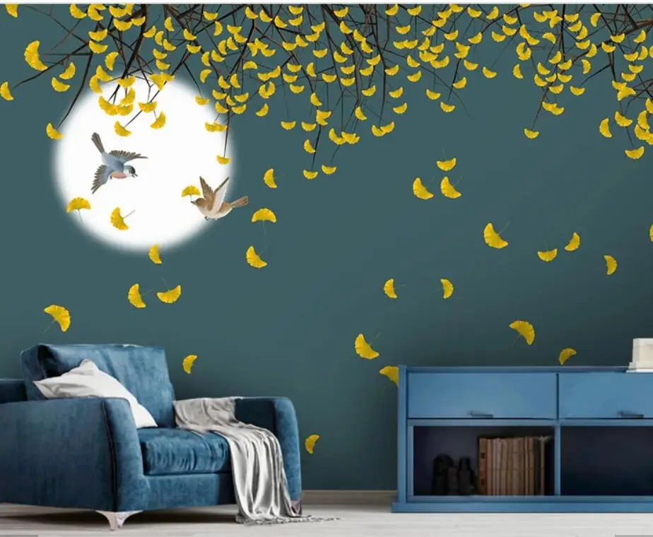 Листья Ginkgo листья дерева настенная бумага для гостиной детской спальни s рулон