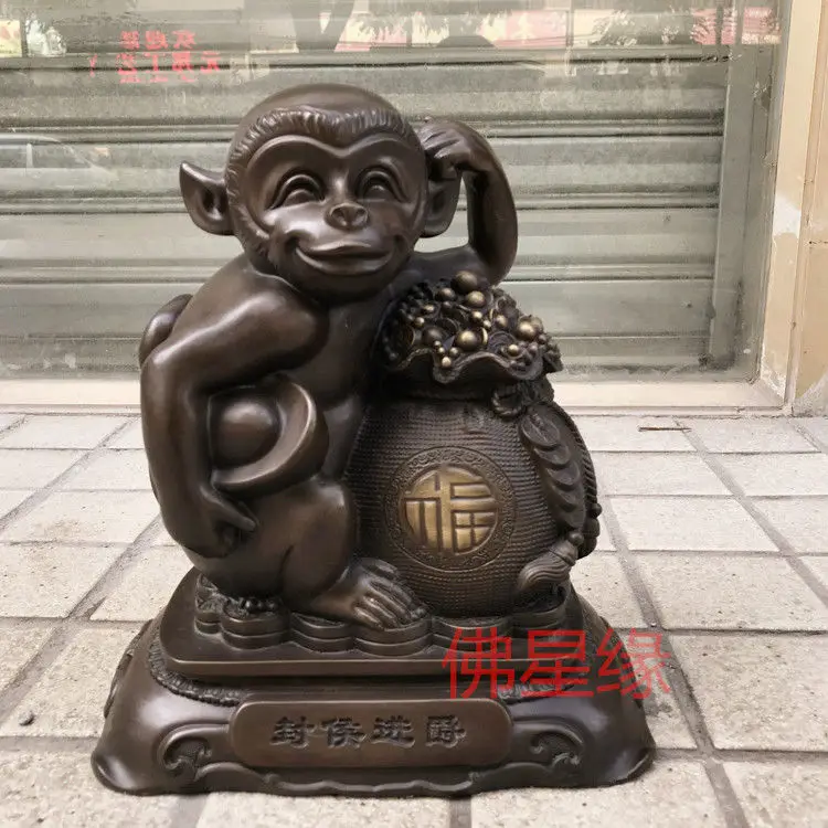 11 &quotКитай феншуй Зодиак обезьяна мешок денег бронзовая статуя|Статуи и
