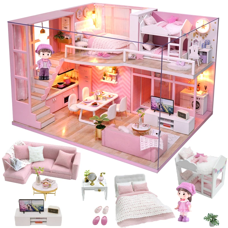 Cutebee кукольный дом мебель миниатюрный кукольный домик DIY миниатюрный дом комната коробка театр игрушки для детей наклейки DIY кукольный домик B