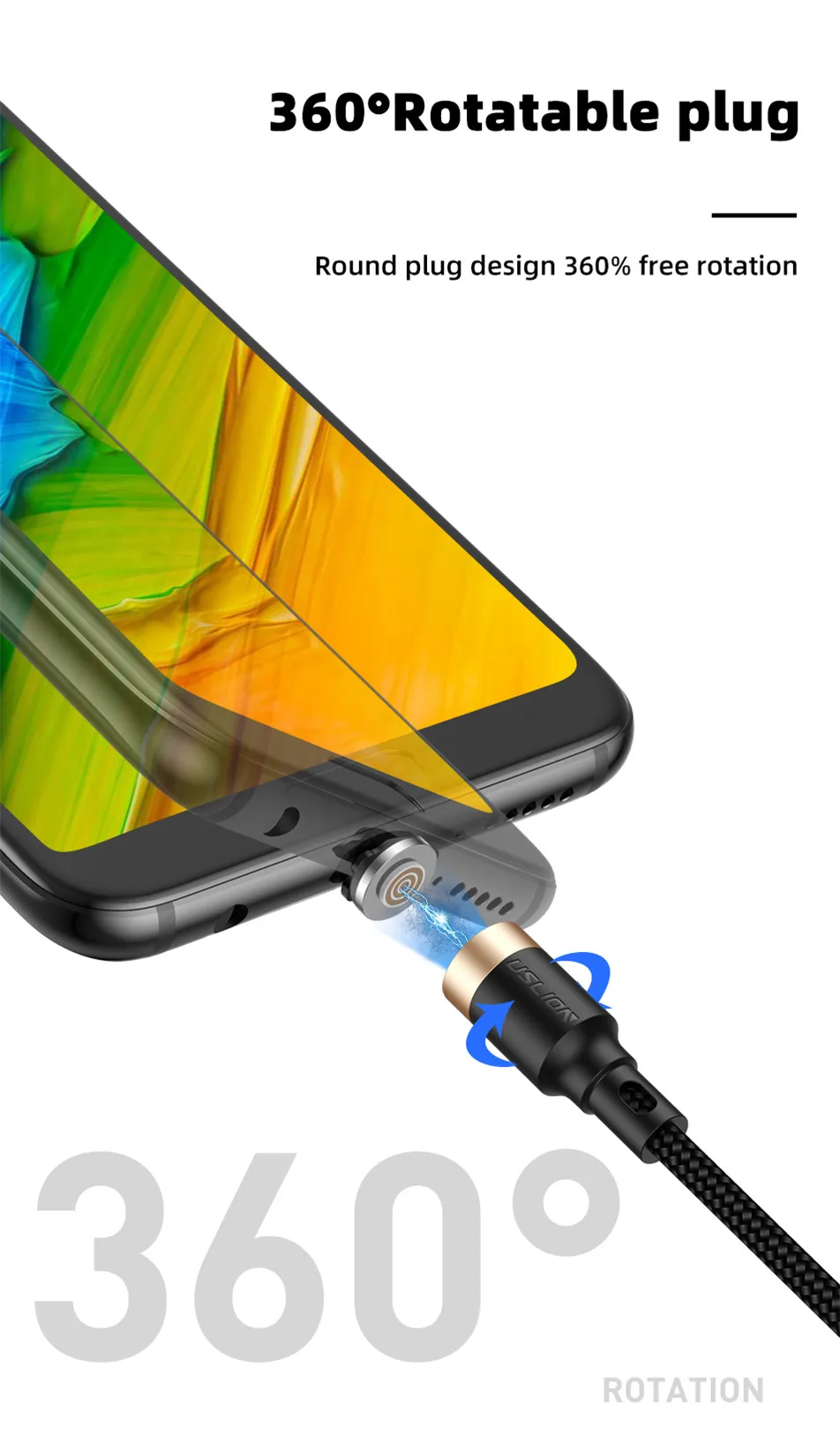 USLION светодиодный магнитный кабель Micro usb type C кабель QC3.0 3A Быстрая зарядка для iPhone XS 8 7 huawei Xiaomi samsung USB C зарядное устройство